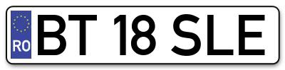 Placuta inmatriculare numar auto  BT-18-SLE, BT 18 SLE, BT18SLE