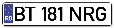 Placuta inmatriculare numar auto  BT-181-NRG, BT 181 NRG, BT181NRG