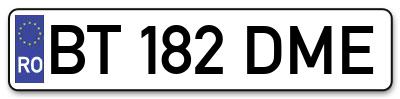 Placuta inmatriculare numar auto  BT-182-DME, BT 182 DME, BT182DME