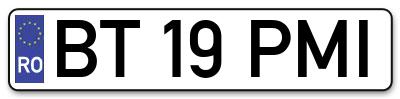 Placuta inmatriculare numar auto  BT-19-PMI, BT 19 PMI, BT19PMI