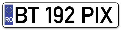 Placuta inmatriculare numar auto  BT-192-PIX, BT 192 PIX, BT192PIX