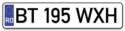 Placuta inmatriculare numar auto  BT-195-WXH, BT 195 WXH, BT195WXH