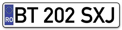 Placuta inmatriculare numar auto  BT-202-SXJ, BT 202 SXJ, BT202SXJ