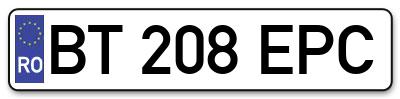 Placuta inmatriculare numar auto  BT-208-EPC, BT 208 EPC, BT208EPC