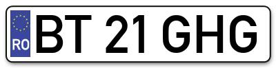 Placuta inmatriculare numar auto  BT-21-GHG, BT 21 GHG, BT21GHG