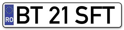 Placuta inmatriculare numar auto  BT-21-SFT, BT 21 SFT, BT21SFT