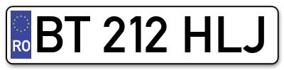 Placuta inmatriculare numar auto  BT-212-HLJ, BT 212 HLJ, BT212HLJ