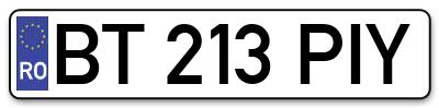 Placuta inmatriculare numar auto  BT-213-PIY, BT 213 PIY, BT213PIY