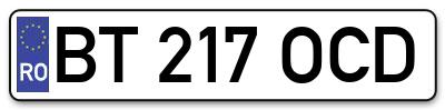 Placuta inmatriculare numar auto  BT-217-OCD, BT 217 OCD, BT217OCD