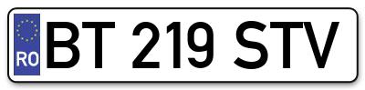 Placuta inmatriculare numar auto  BT-219-STV, BT 219 STV, BT219STV