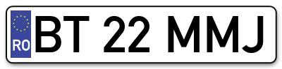 Placuta inmatriculare numar auto  BT-22-MMJ, BT 22 MMJ, BT22MMJ