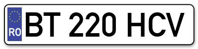 Placuta inmatriculare numar auto  BT-220-HCV, BT 220 HCV, BT220HCV