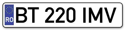 Placuta inmatriculare numar auto  BT-220-IMV, BT 220 IMV, BT220IMV