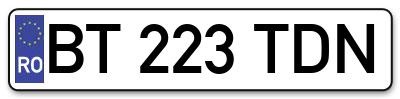 Placuta inmatriculare numar auto  BT-223-TDN, BT 223 TDN, BT223TDN