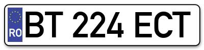 Placuta inmatriculare numar auto  BT-224-ECT, BT 224 ECT, BT224ECT