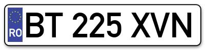 Placuta inmatriculare numar auto  BT-225-XVN, BT 225 XVN, BT225XVN
