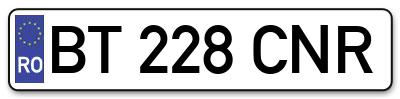 Placuta inmatriculare numar auto  BT-228-CNR, BT 228 CNR, BT228CNR