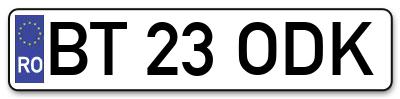 Placuta inmatriculare numar auto  BT-23-ODK, BT 23 ODK, BT23ODK