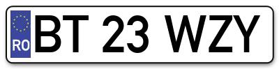 Placuta inmatriculare numar auto  BT-23-WZY, BT 23 WZY, BT23WZY