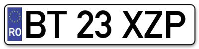 Placuta inmatriculare numar auto  BT-23-XZP, BT 23 XZP, BT23XZP