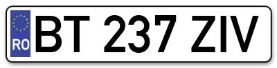 Placuta inmatriculare numar auto  BT-237-ZIV, BT 237 ZIV, BT237ZIV