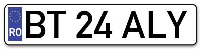 Placuta inmatriculare numar auto  BT-24-ALY, BT 24 ALY, BT24ALY