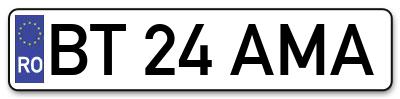 Placuta inmatriculare numar auto  BT-24-AMA, BT 24 AMA, BT24AMA