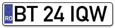 Placuta inmatriculare numar auto  BT-24-IQW, BT 24 IQW, BT24IQW