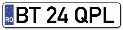 Placuta inmatriculare numar auto  BT-24-QPL, BT 24 QPL, BT24QPL