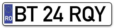 Placuta inmatriculare numar auto  BT-24-RQY, BT 24 RQY, BT24RQY