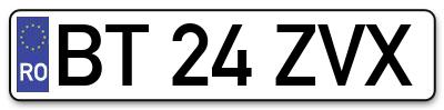 Placuta inmatriculare numar auto  BT-24-ZVX, BT 24 ZVX, BT24ZVX