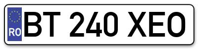 Placuta inmatriculare numar auto  BT-240-XEO, BT 240 XEO, BT240XEO