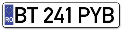 Placuta inmatriculare numar auto  BT-241-PYB, BT 241 PYB, BT241PYB