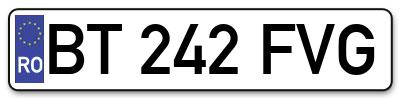 Placuta inmatriculare numar auto  BT-242-FVG, BT 242 FVG, BT242FVG