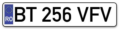 Placuta inmatriculare numar auto  BT-256-VFV, BT 256 VFV, BT256VFV