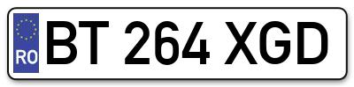 Placuta inmatriculare numar auto  BT-264-XGD, BT 264 XGD, BT264XGD