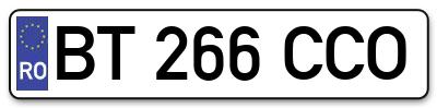 Placuta inmatriculare numar auto  BT-266-CCO, BT 266 CCO, BT266CCO