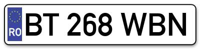 Placuta inmatriculare numar auto  BT-268-WBN, BT 268 WBN, BT268WBN