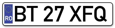 Placuta inmatriculare numar auto  BT-27-XFQ, BT 27 XFQ, BT27XFQ