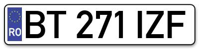 Placuta inmatriculare numar auto  BT-271-IZF, BT 271 IZF, BT271IZF
