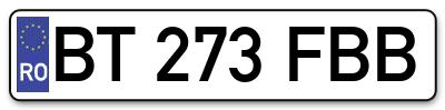 Placuta inmatriculare numar auto  BT-273-FBB, BT 273 FBB, BT273FBB