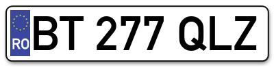 Placuta inmatriculare numar auto  BT-277-QLZ, BT 277 QLZ, BT277QLZ
