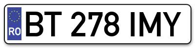 Placuta inmatriculare numar auto  BT-278-IMY, BT 278 IMY, BT278IMY
