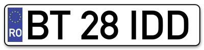 Placuta inmatriculare numar auto  BT-28-IDD, BT 28 IDD, BT28IDD