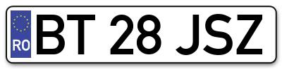 Placuta inmatriculare numar auto  BT-28-JSZ, BT 28 JSZ, BT28JSZ
