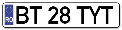 Placuta inmatriculare numar auto  BT-28-TYT, BT 28 TYT, BT28TYT