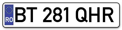 Placuta inmatriculare numar auto  BT-281-QHR, BT 281 QHR, BT281QHR