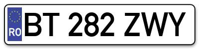 Placuta inmatriculare numar auto  BT-282-ZWY, BT 282 ZWY, BT282ZWY