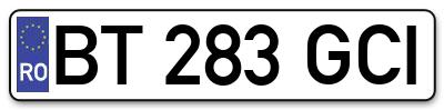 Placuta inmatriculare numar auto  BT-283-GCI, BT 283 GCI, BT283GCI