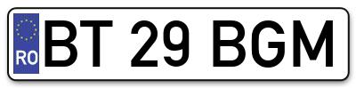 Placuta inmatriculare numar auto  BT-29-BGM, BT 29 BGM, BT29BGM